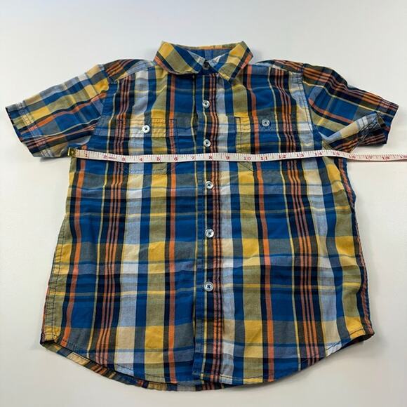 Boys Faded Glory Short Sleeve Button Down Plaid Shirt Blue S Small 6-7 - Picture 7 of 11